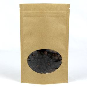 खिड़की के साथ क्राफ्ट पेपर बैग खड़े हो जाओ