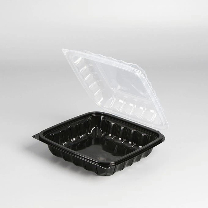 Hot Seller 9x9x1inch Hinged Food Container Microwavable Takeaway Lunch Box Disposable Food Container With Locking Lid