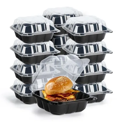 black plastic togo containers